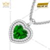 Dây chuyền vàng trắng Au750 đính sapphire xanh lá