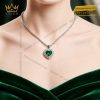 Dây chuyền vàng trắng Au750 đính sapphire xanh lá