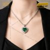Dây chuyền vàng trắng Au750 đính sapphire xanh lá