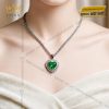 Dây chuyền vàng trắng Au750 đính sapphire xanh lá