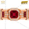 Lắc tay nam vàng hồng Au750 đính kim cương trắng và sapphire đỏ