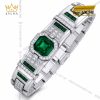 Lắc tay nam vàng trắng Au750 đính ngọc lục bảo