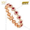 Lắc tay vàng hồng Au750 đính sapphire đỏ