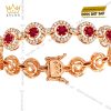 Lắc tay vàng hồng Au750 đính sapphire đỏ