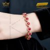 Lắc tay vàng hồng Au750 đính sapphire đỏ