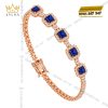 Lắc tay vàng hồng Au750 đính sapphire xanh