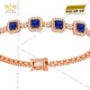 Lắc tay vàng hồng Au750 đính sapphire xanh