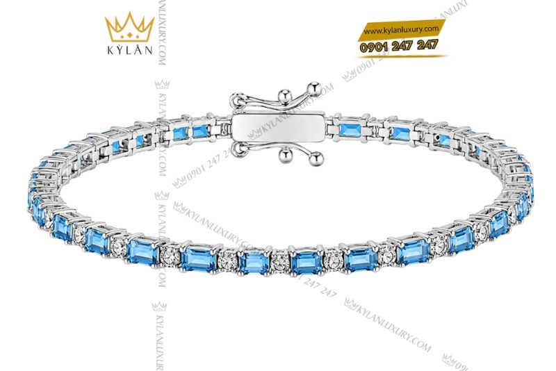 Lắc tay vàng trắng Au750 đính Topaz