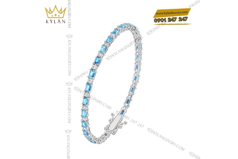 Lắc tay vàng trắng Au750 đính Topaz