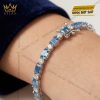 Lắc tay vàng trắng Au750 đính Topaz