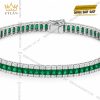 Lắc tay vàng trắng Au750 đính ngọc lục bảo