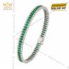 Lắc tay vàng trắng Au750 đính ngọc lục bảo