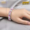 Lắc tay vàng trắng Au750 đính sapphire hồng
