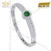 Vòng tay vàng trắng Au750 đính sapphire xanh lá