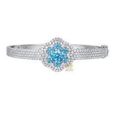 Vòng tay vàng trắng đính Au750 đính đá Topaz