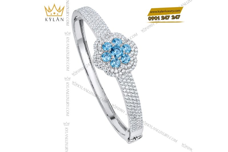 Vòng tay vàng trắng đính Au750 đính đá Topaz