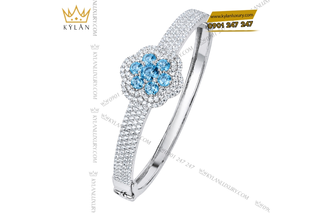Vòng tay vàng trắng đính Au750 đính đá Topaz