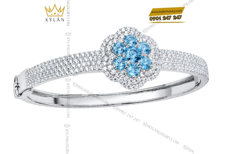 Vòng tay vàng trắng đính Au750 đính đá Topaz