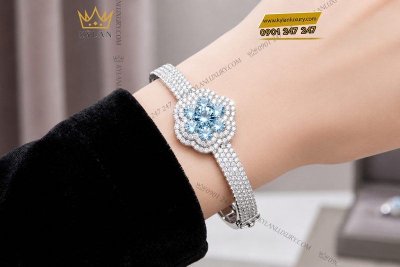 Vòng tay vàng trắng đính Au750 đính đá Topaz