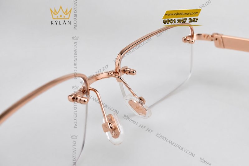 Mắt kính vàng hồng Au750 đính kim cương