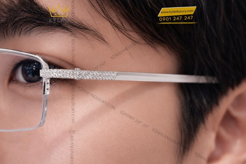 Mắt kính vàng trắng Au750 đính kim cương