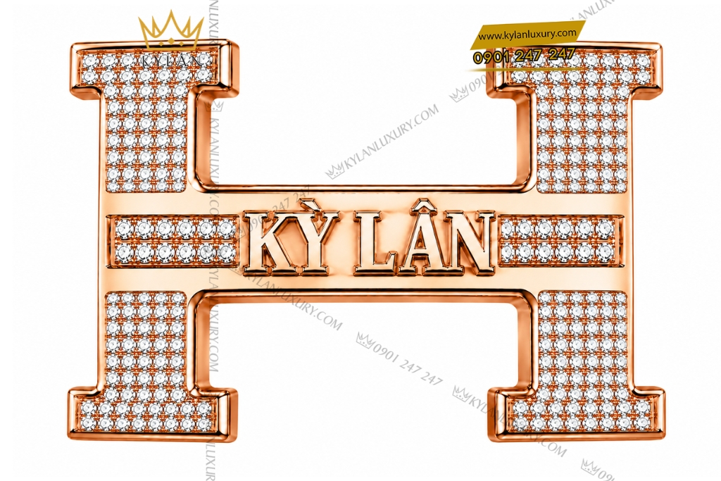 Kỳ Lân Luxury Mat that lung chu H ca nhan hoa Ky lan dinh kim cuong 1 Mặt thắt lưng chữ H cá nhân hóa chữ Kỳ Lân đính kim cương