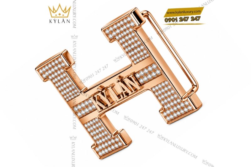 Mặt thắt lưng chữ H cá nhân hóa chữ Kỳ Lân đính kim cương
