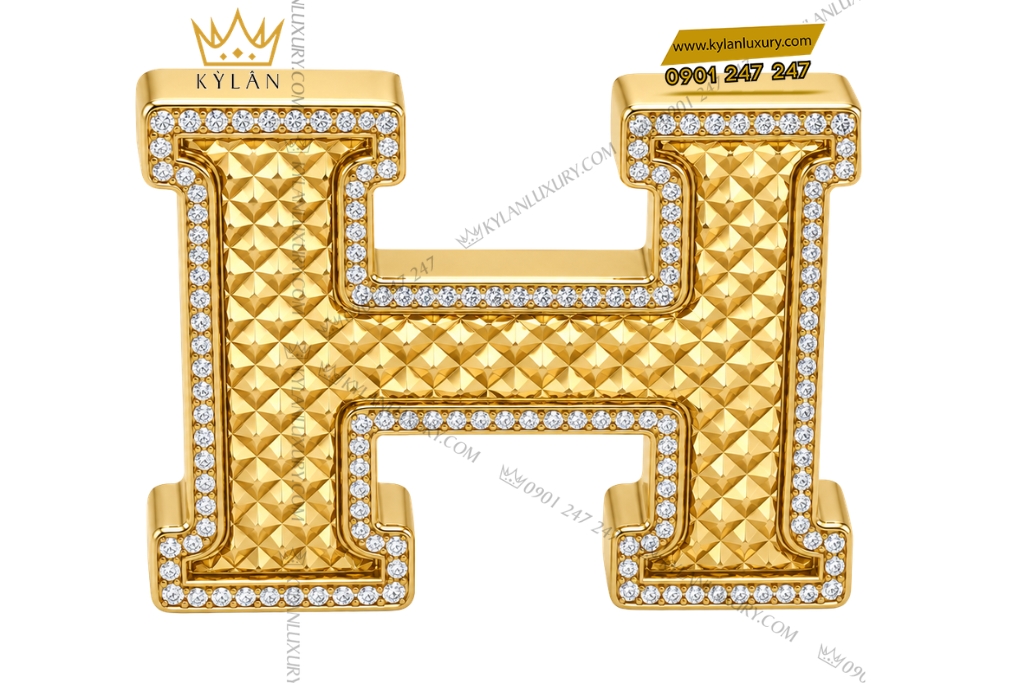Kỳ Lân Luxury Mat that lung chu H vang Au750 dinh kim cuong 2 3 Mặt thắt lưng chữ H vàng Au750 đính kim cương
