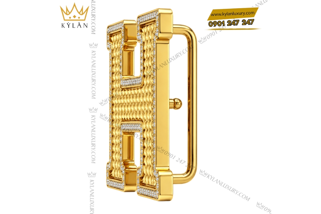 Mặt thắt lưng chữ H vàng Au750 đính kim cương