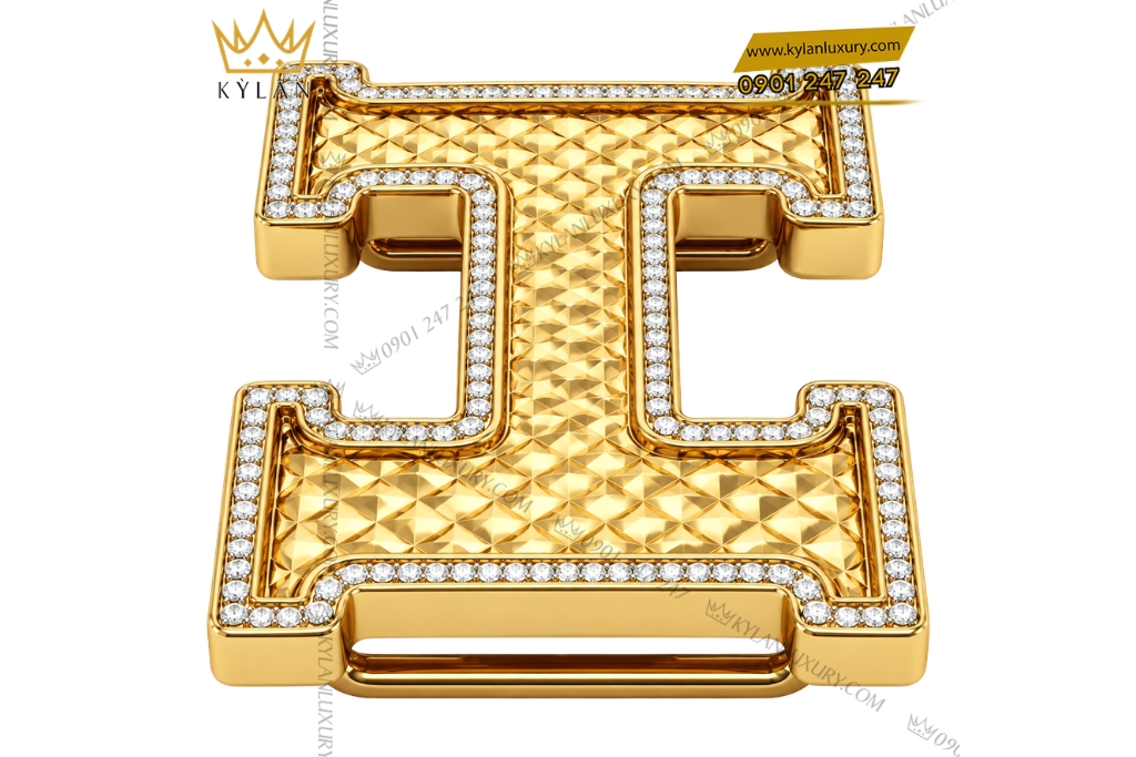 Kỳ Lân Luxury Mat that lung chu H vang Au750 dinh kim cuong 6 3 Mặt thắt lưng chữ H vàng Au750 đính kim cương