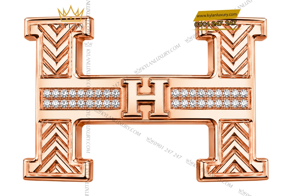 Kỳ Lân Luxury Mat that lung chu H vang hong Au750 dinh kim cuong 1 Mặt thắt lưng chữ H vàng hồng Au750 đính kim cương