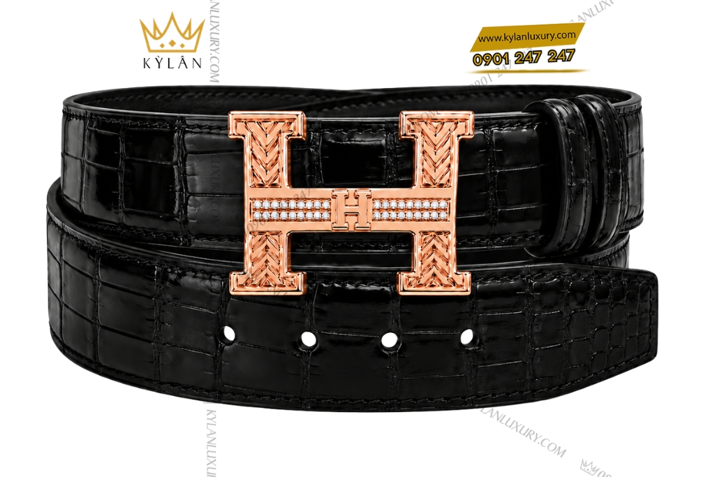 Kỳ Lân Luxury Mat that lung chu H vang hong Au750 dinh kim cuong 6 Mặt thắt lưng chữ H vàng hồng Au750 đính kim cương