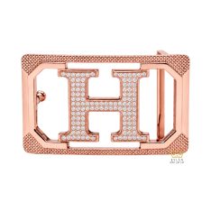 Mặt thắt lưng chữ H vàng hồng đính kim cương