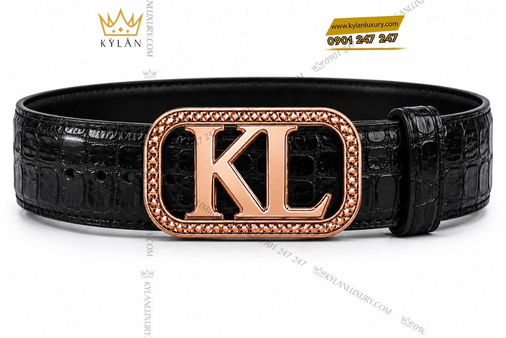Kỳ Lân Luxury Mat that lung chu KL vang hong Au750 4 Mặt thắt lưng chữ KL vàng hồng Au750