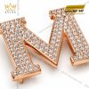 Mặt thắt lưng chữ M vàng hồng đính full kim cương