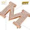 Mặt thắt lưng chữ M vàng hồng đính full kim cương