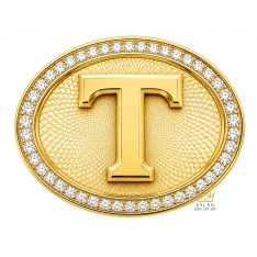 Mặt thắt lưng chữ T Oval vàng Au750 đính kim cương