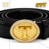 Mặt thắt lưng chữ T Oval vàng Au750 đính kim cương