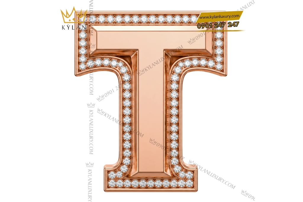 Mặt thắt lưng chữ T vàng hồng Au750 đính kim cương 7 Kỳ Lân Luxury Mat that lung chu T vang hong Au750 dinh kim cuong 12 Mặt thắt lưng chữ T vàng hồng Au750 đính kim cương
