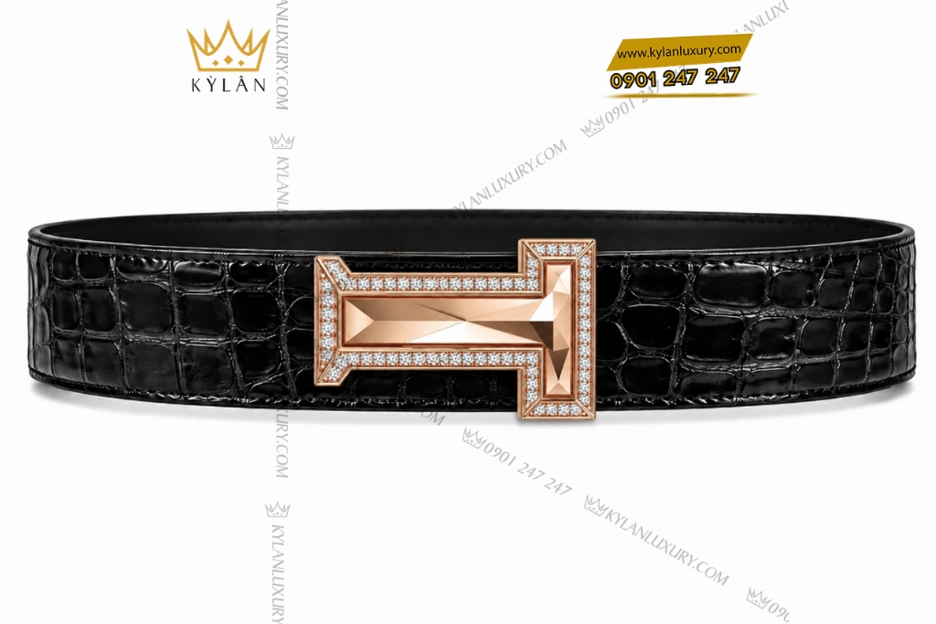 Mặt thắt lưng chữ T vàng hồng Au750 đính kim cương 11 Kỳ Lân Luxury Mat that lung chu T vang hong Au750 dinh kim cuong 15 1 Mặt thắt lưng chữ T vàng hồng Au750 đính kim cương