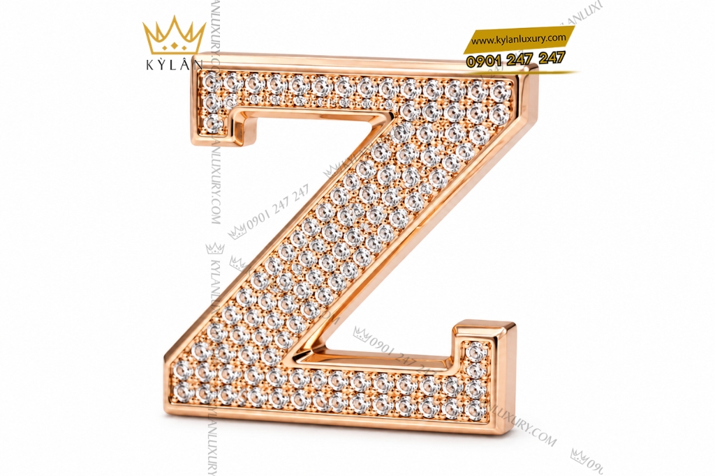 Mặt thắt lưng chữ Z vàng hồng đính full kim cương