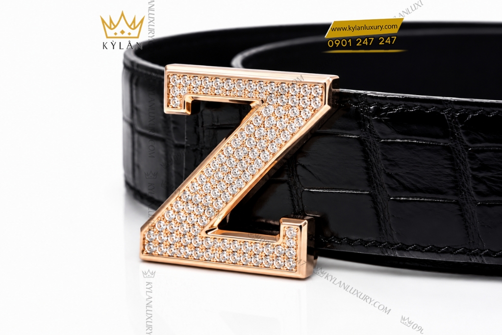 Kỳ Lân Luxury Mat that lung chu Z vang hong dinh full kim cuong 4 Mặt thắt lưng chữ Z vàng hồng đính full kim cương