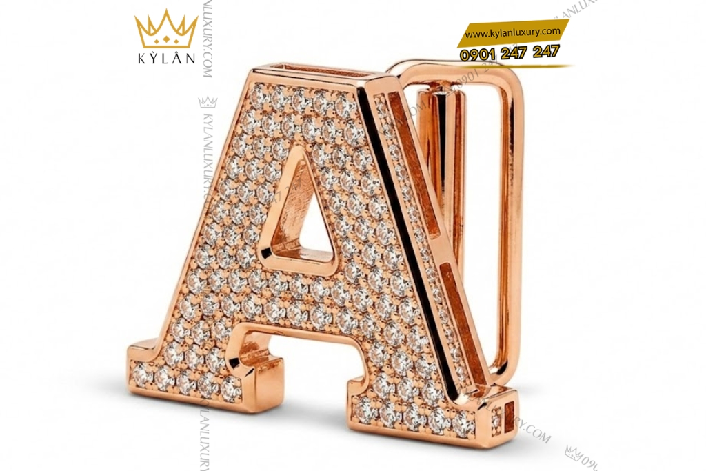 Kỳ Lân Luxury Mat that lung vang hong chu A dinh kim cuong 3 Mặt thắt lưng chữ A vàng hồng A750 đính kim cương