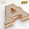 Mặt thắt lưng chữ A vàng hồng A750 đính kim cương