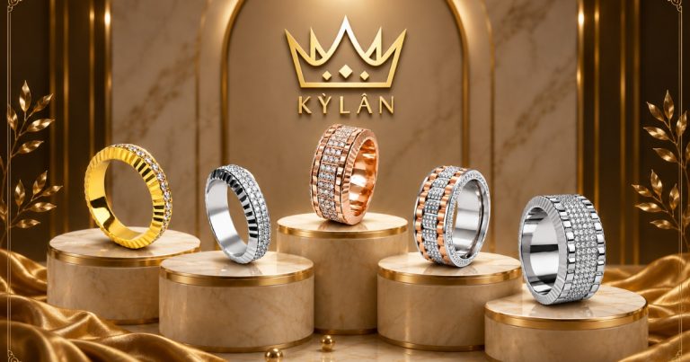 Kỳ Lân Luxury Nhan Rolex xoay Nhẫn Rolex xoay - Top mẫu nhẫn từ 1 hàng kim đến 5 hàng kim tại Kỳ Lân