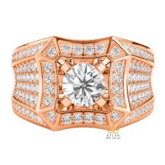 Nhẫn nam vàng hồng Au750 đính kim cương
