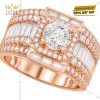 Nhẫn nam vàng hồng Au750 đính kim cương