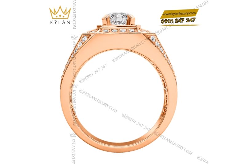 Nhẫn nam vàng hồng Au750 đính kim cương