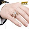 Nhẫn nam vàng hồng Au750 đính kim cương
