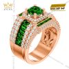 Nhẫn nam vàng hồng Au750 đính sapphire xanh lá